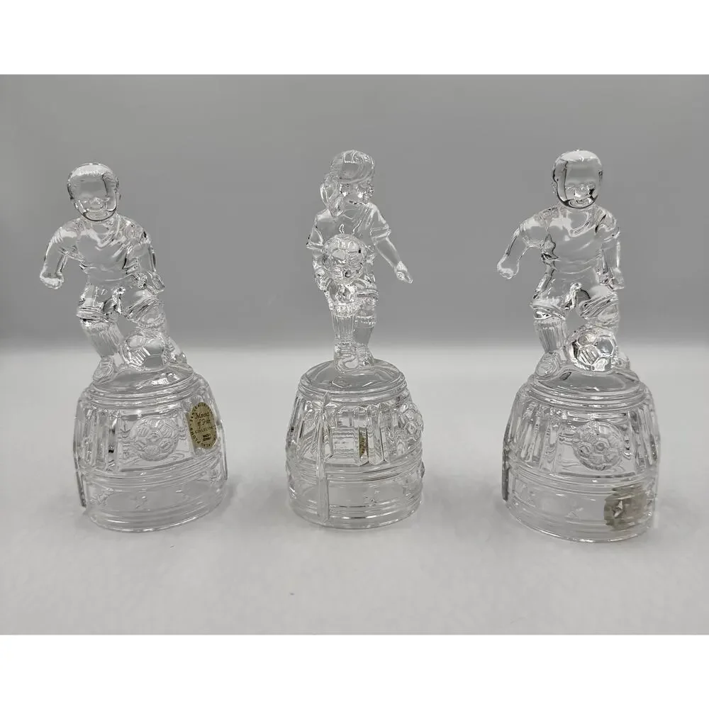 Princess House Crystal Figurines Moment of Pride Soccer Players 3pc Set
